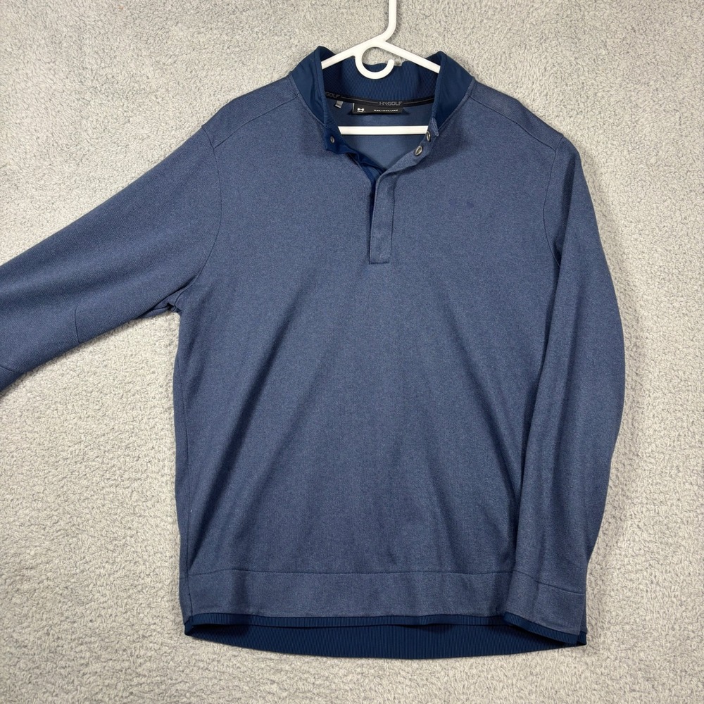 Under Armour Pullover Mens XXL Blue Golf ColdGear Snap Mock Neck Loose Fit 1993